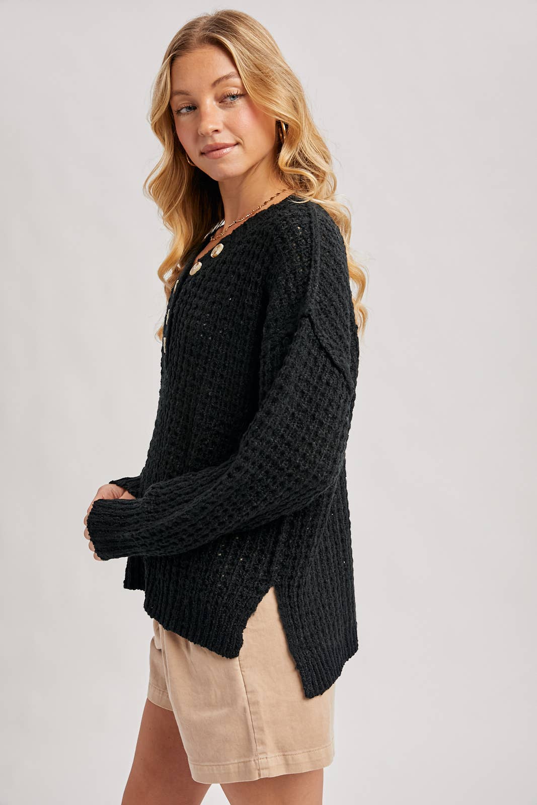 THERMAL HENELY SWEATER TOP