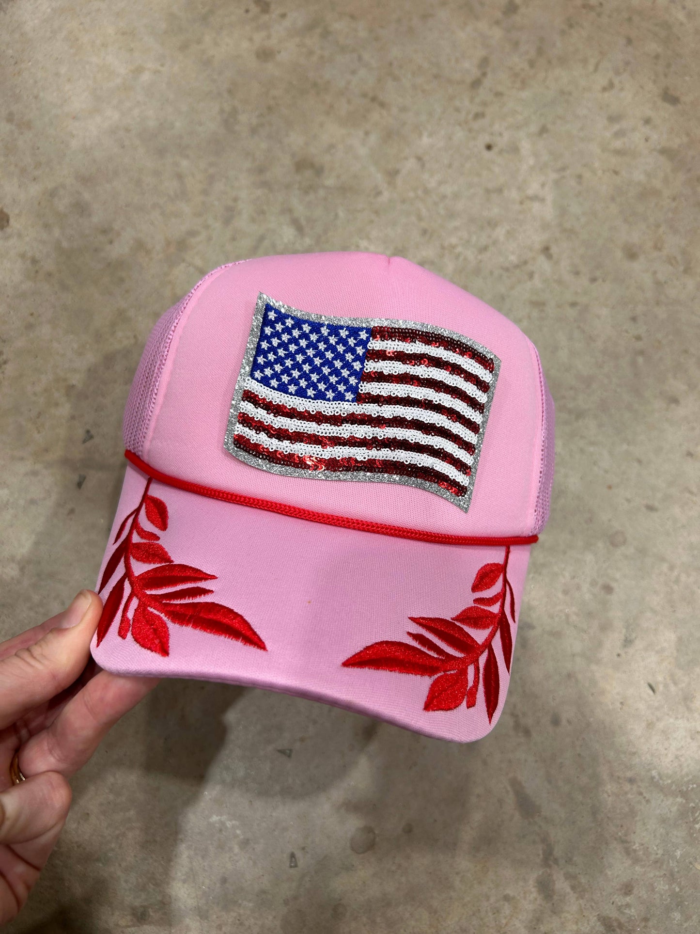 Sequin Flag Trucker