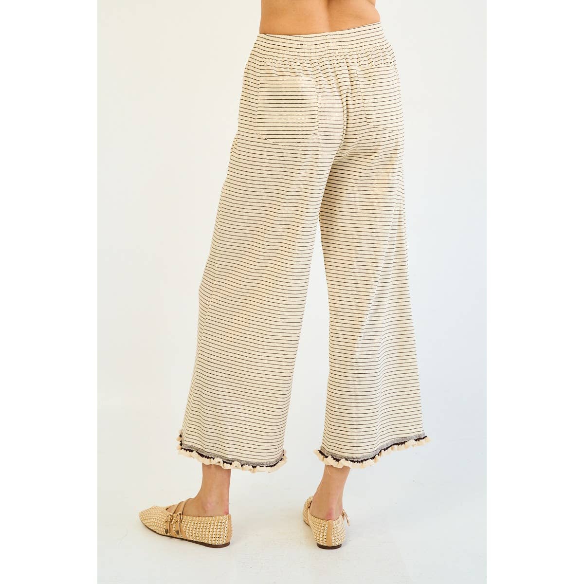 The GREii - Striped Ruffle Edge Pants