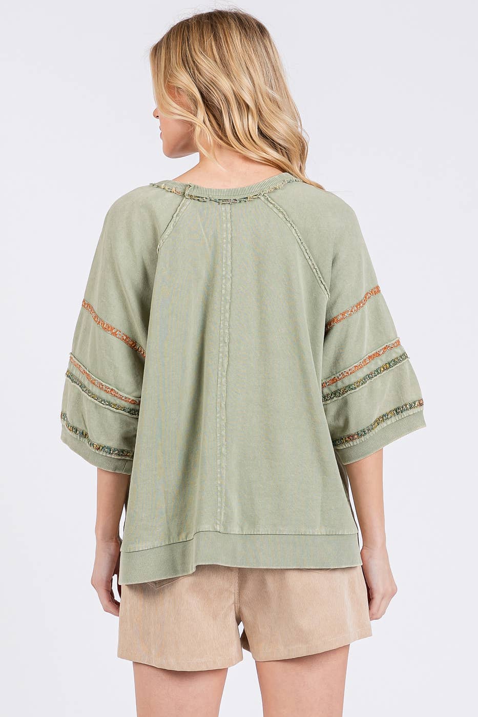 CONTRAST TRIM MINERAL WASH FRENCH TERRY TOP