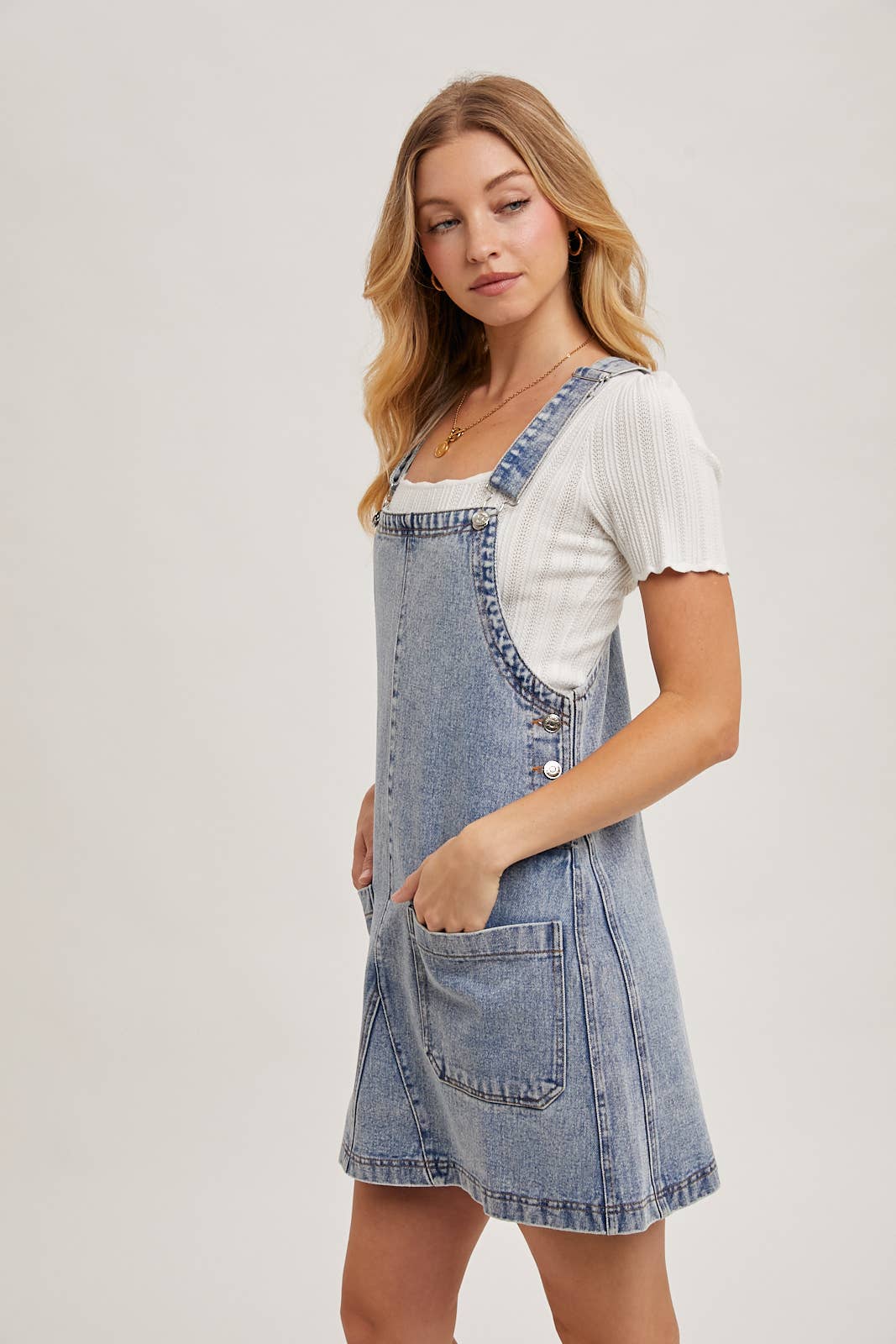 OVERALL MINI DRESS WITH POCKETS