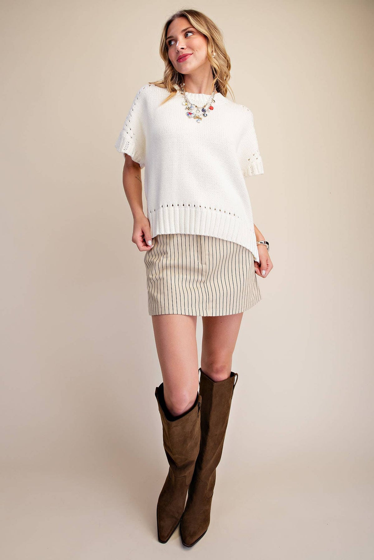 Glam - Short-Sleeve Crew-Neck Sweater