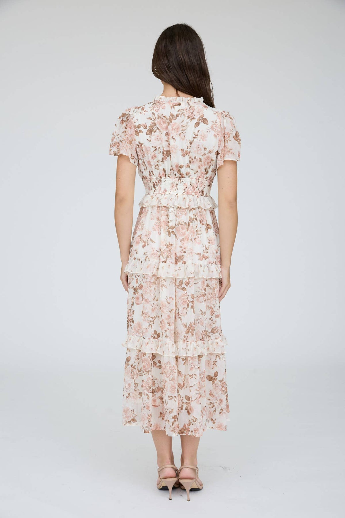 Ivory floral ruffle dress