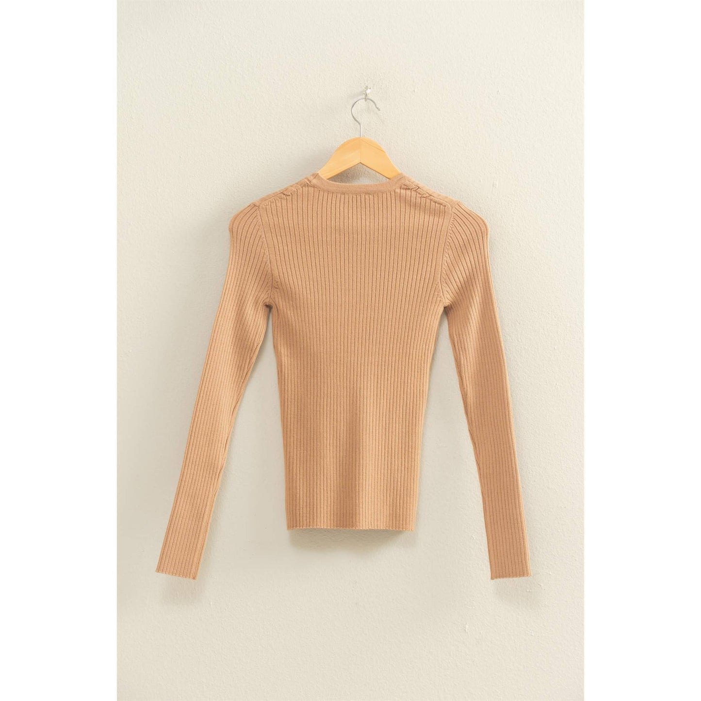 Ribbed Long Sleeve Knit Top