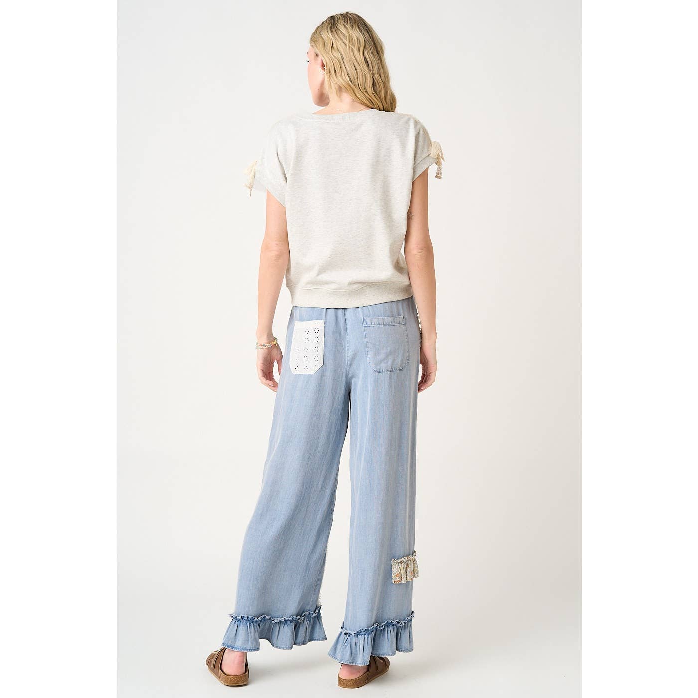 Eyelet widE LEG PANTS