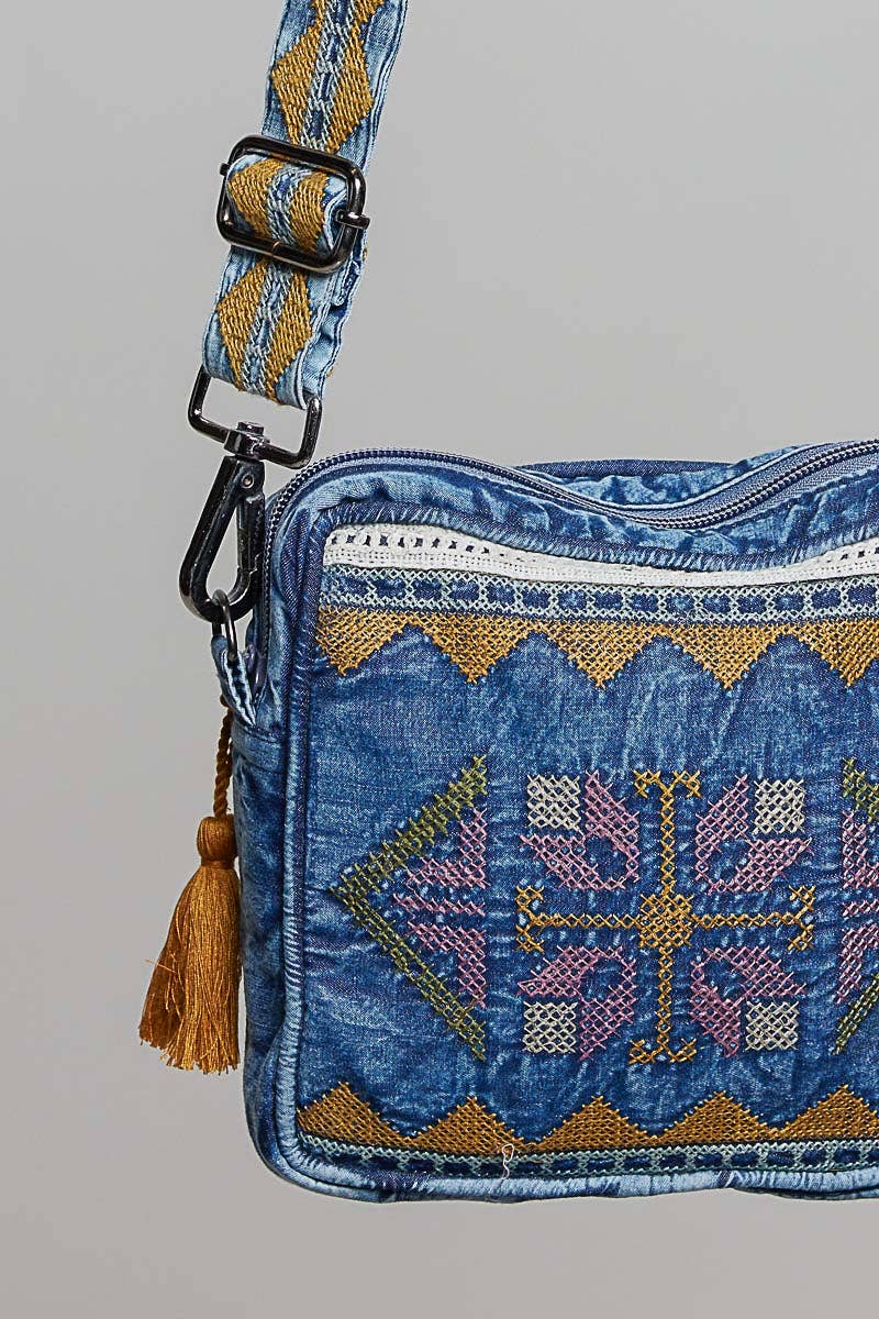 Pol Clothing - Boheme Denim Mini Crossbody Bag