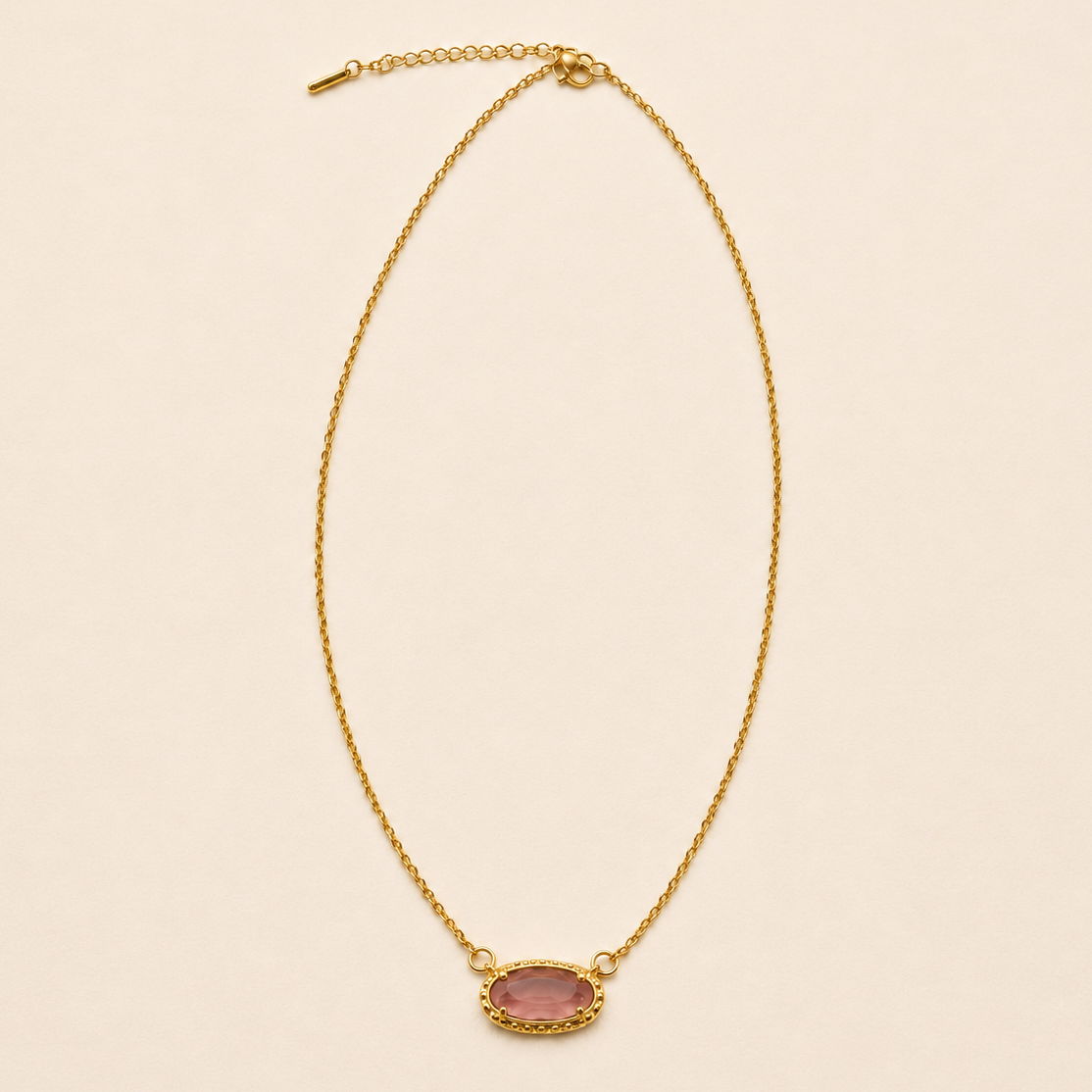 JOSSLYN by wall to wall - OVAL GEMSTONE CHARM PENDANT NECKLACE | 40NK9661