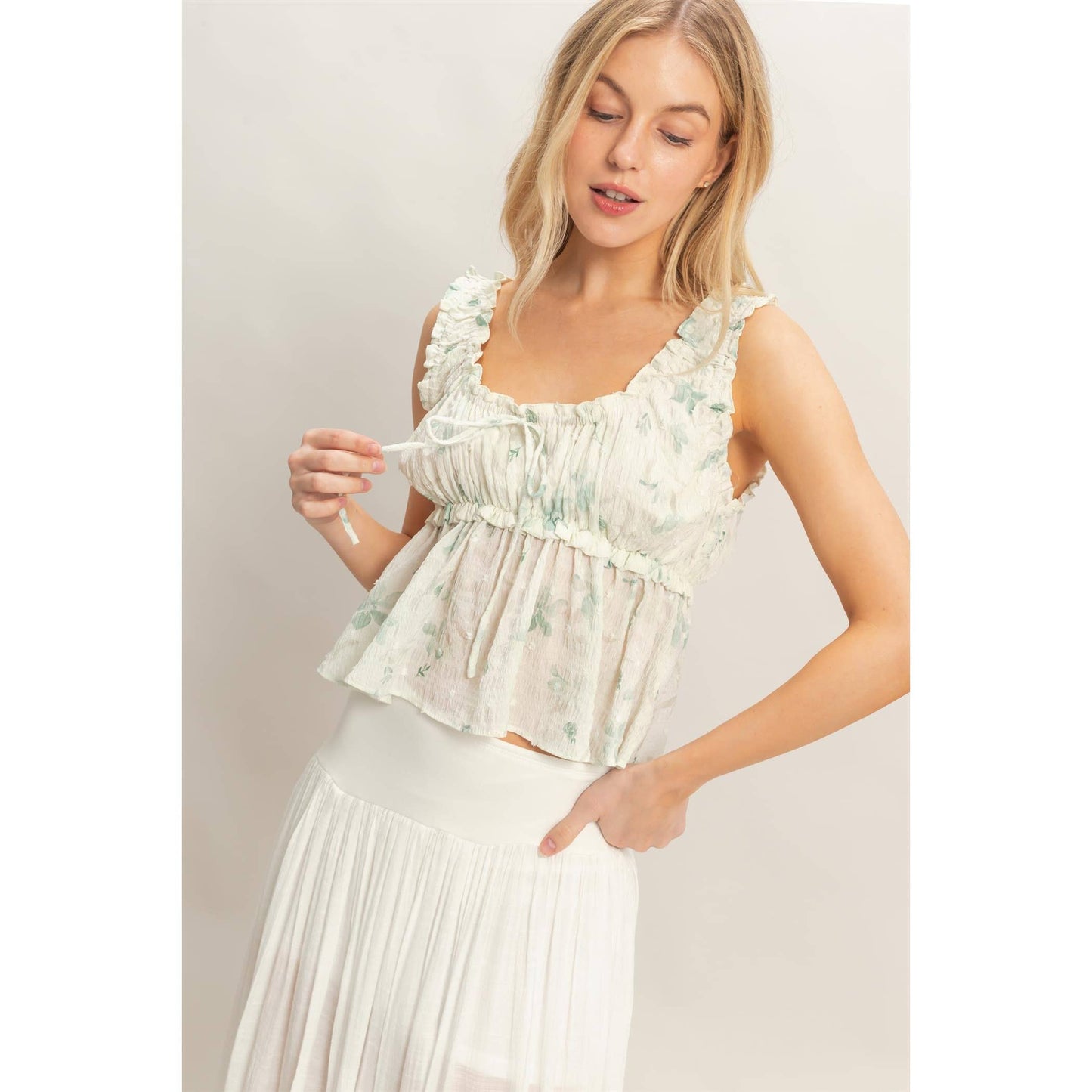 Swiss Dot Peplum Top