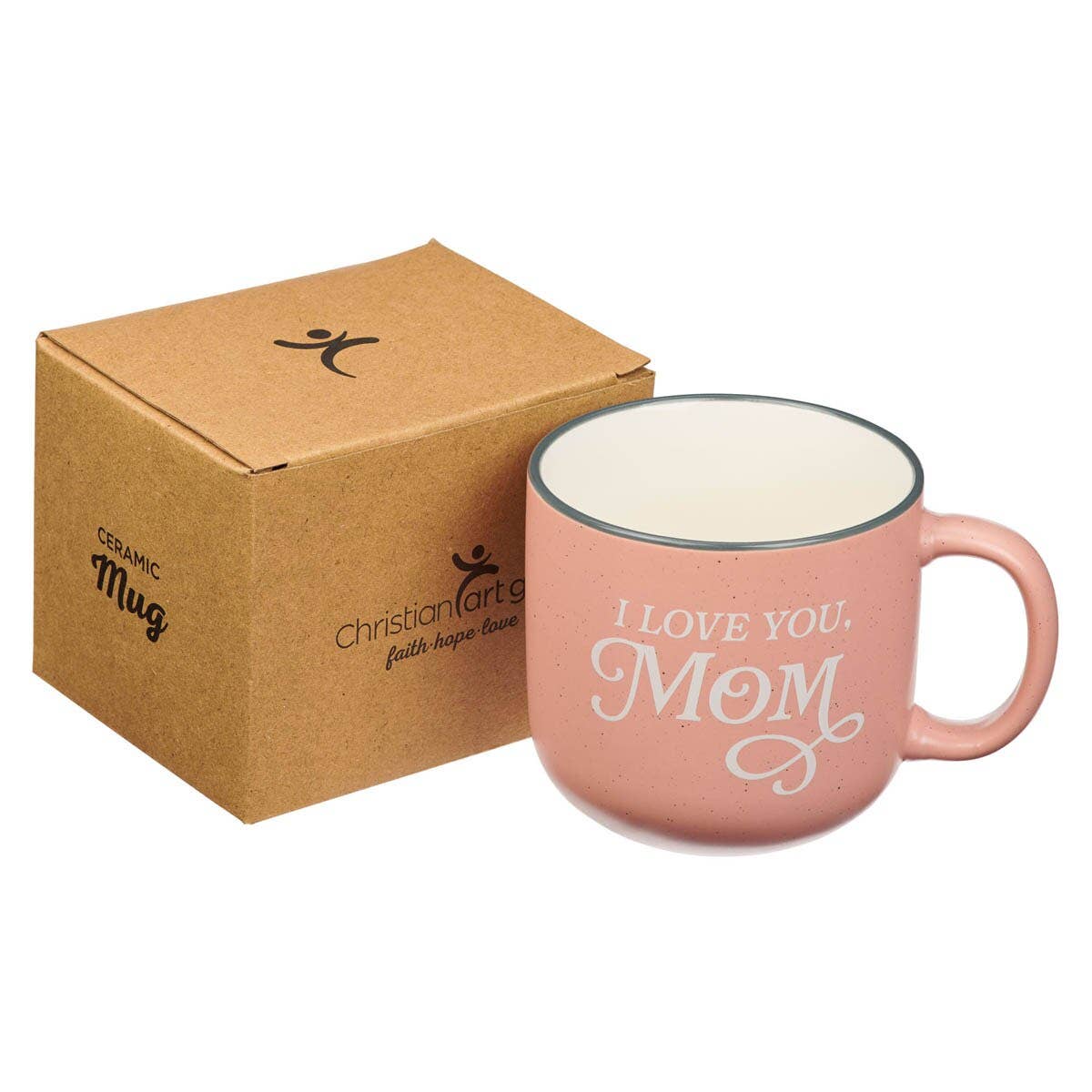 Christian Art Gifts - Mug Pink I Love You, Mom Prov. 31:25