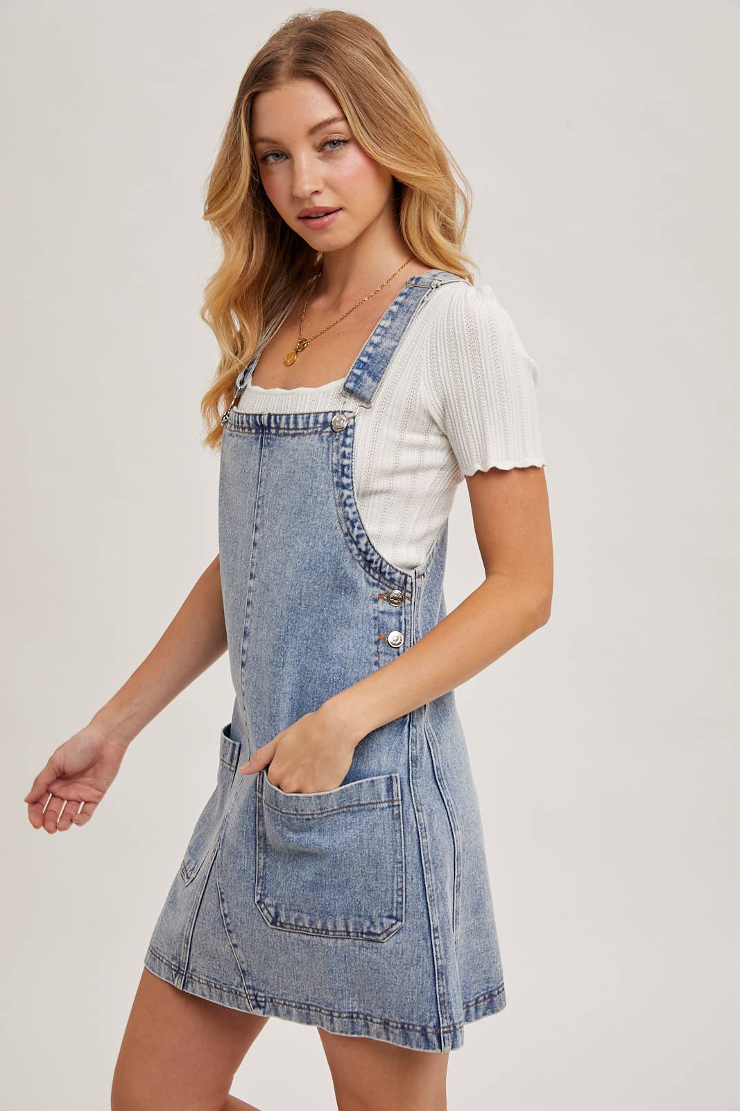 OVERALL MINI DRESS WITH POCKETS