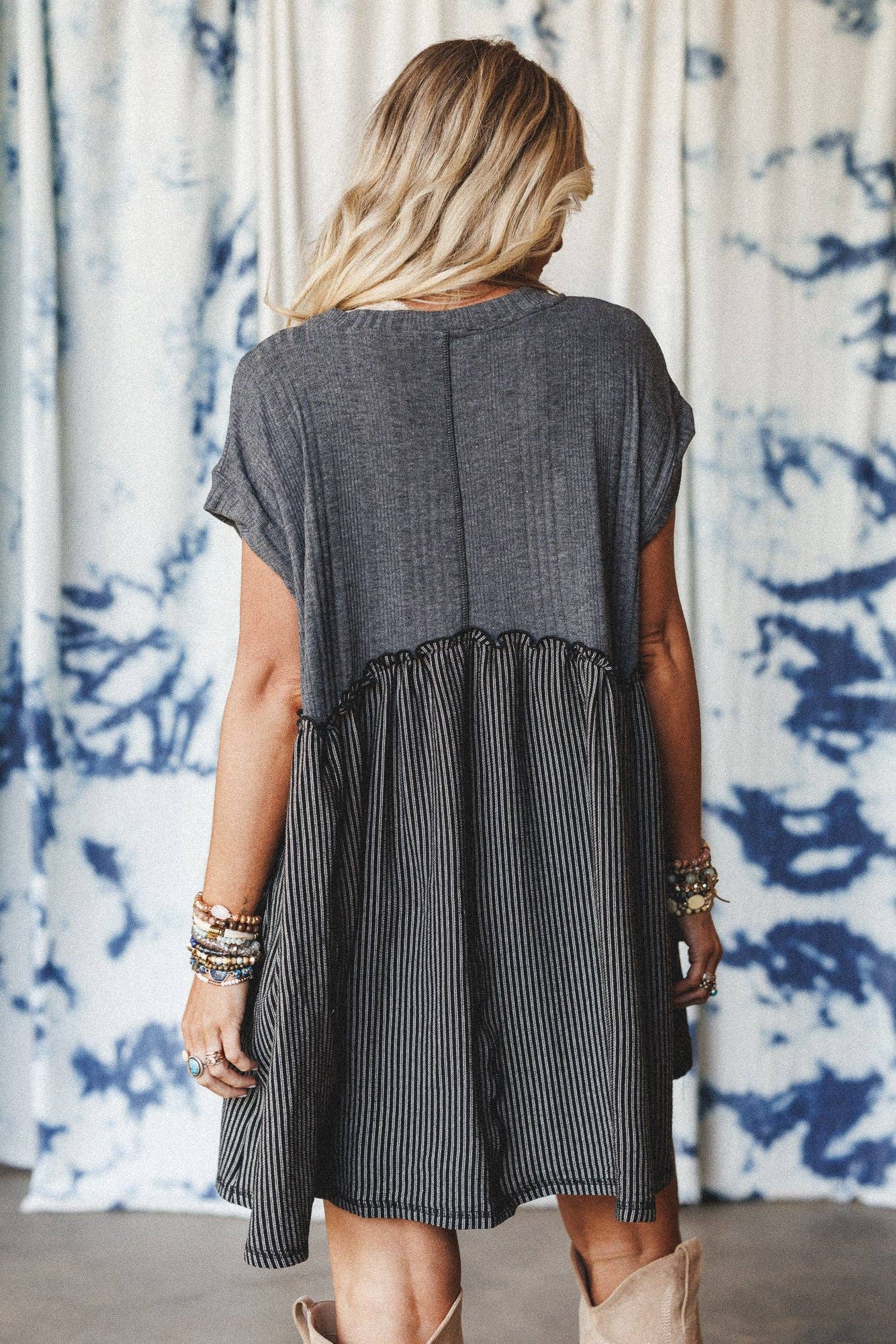 No Fuss Babydoll Dress - Charcoal Black