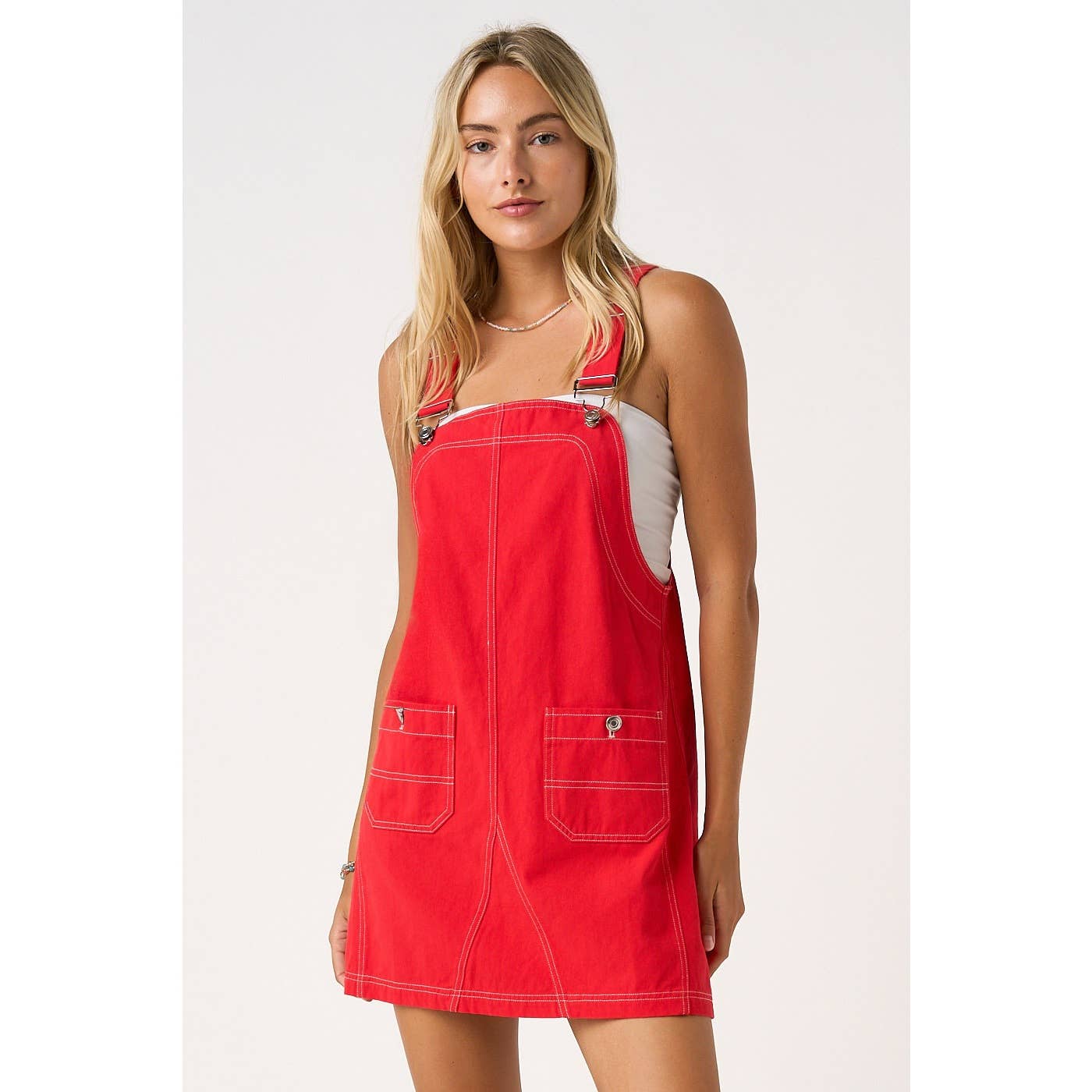GAME DAY CONTRAST STITCH BIB OVERALL  DRESS
