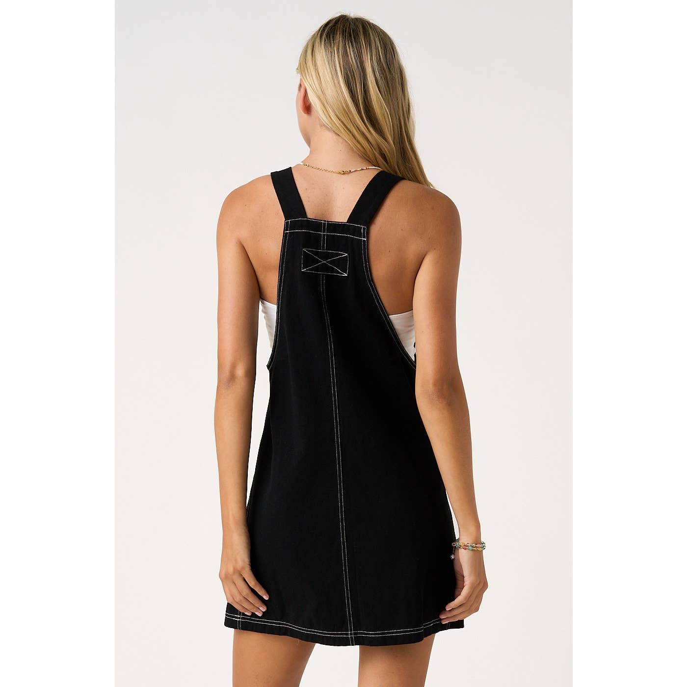 GAME DAY CONTRAST STITCH BIB OVERALL  DRESS