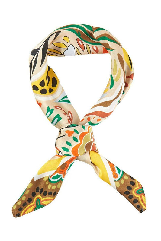 Wholesale Accessory Market - Jungle Edit Taupe Square Satin Scarf