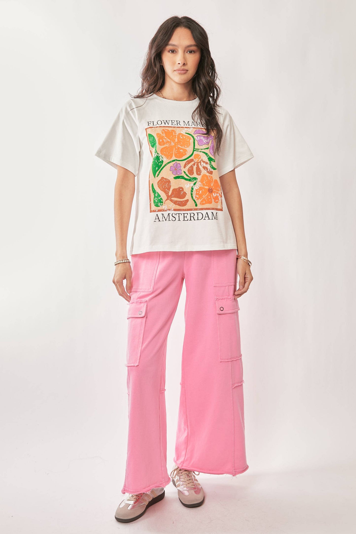 Davi & Dani - FLOWER MARKET WITH FLORAL GRAPHIC PRINT KNIT TOP