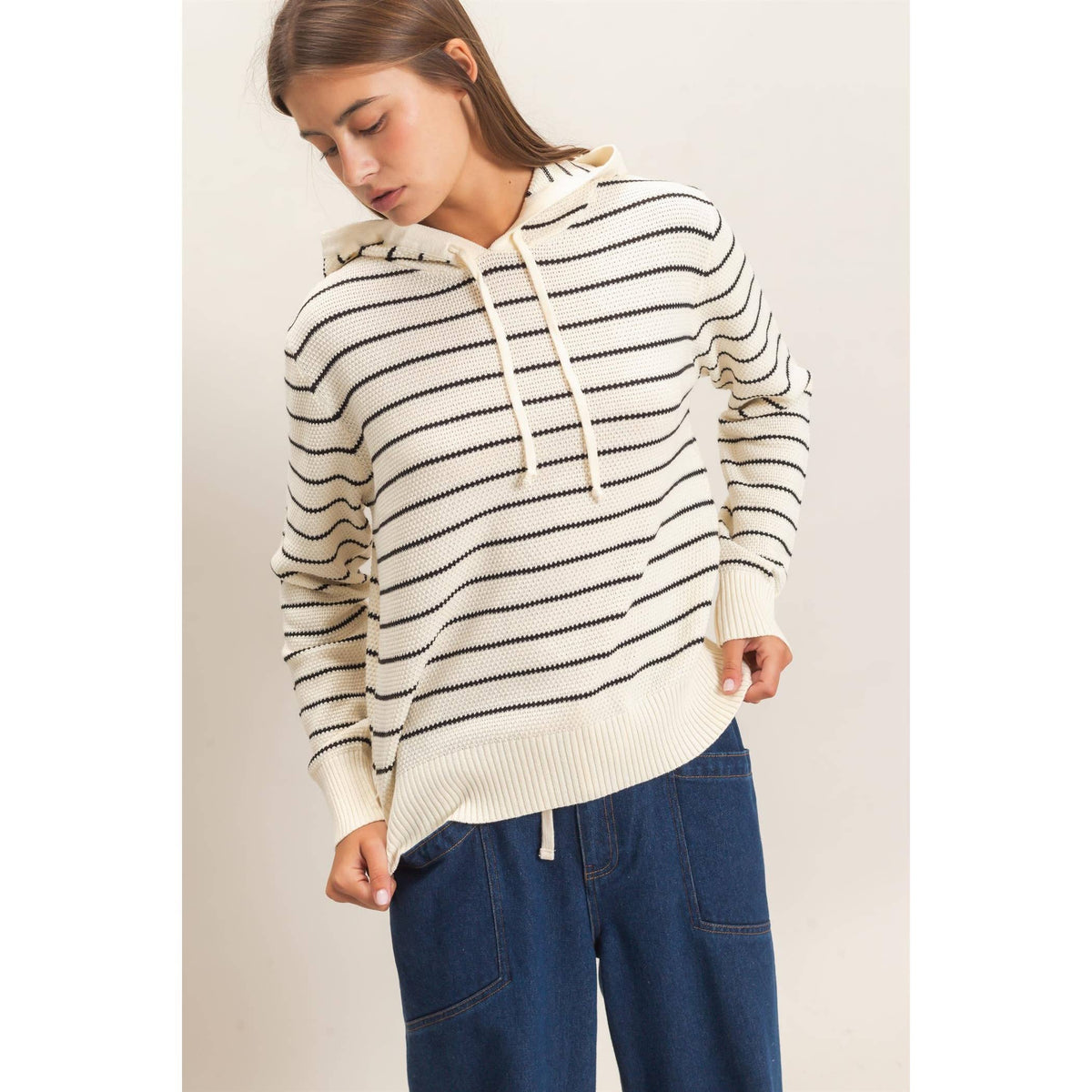 Double Zero - Striped Hooded Sweater