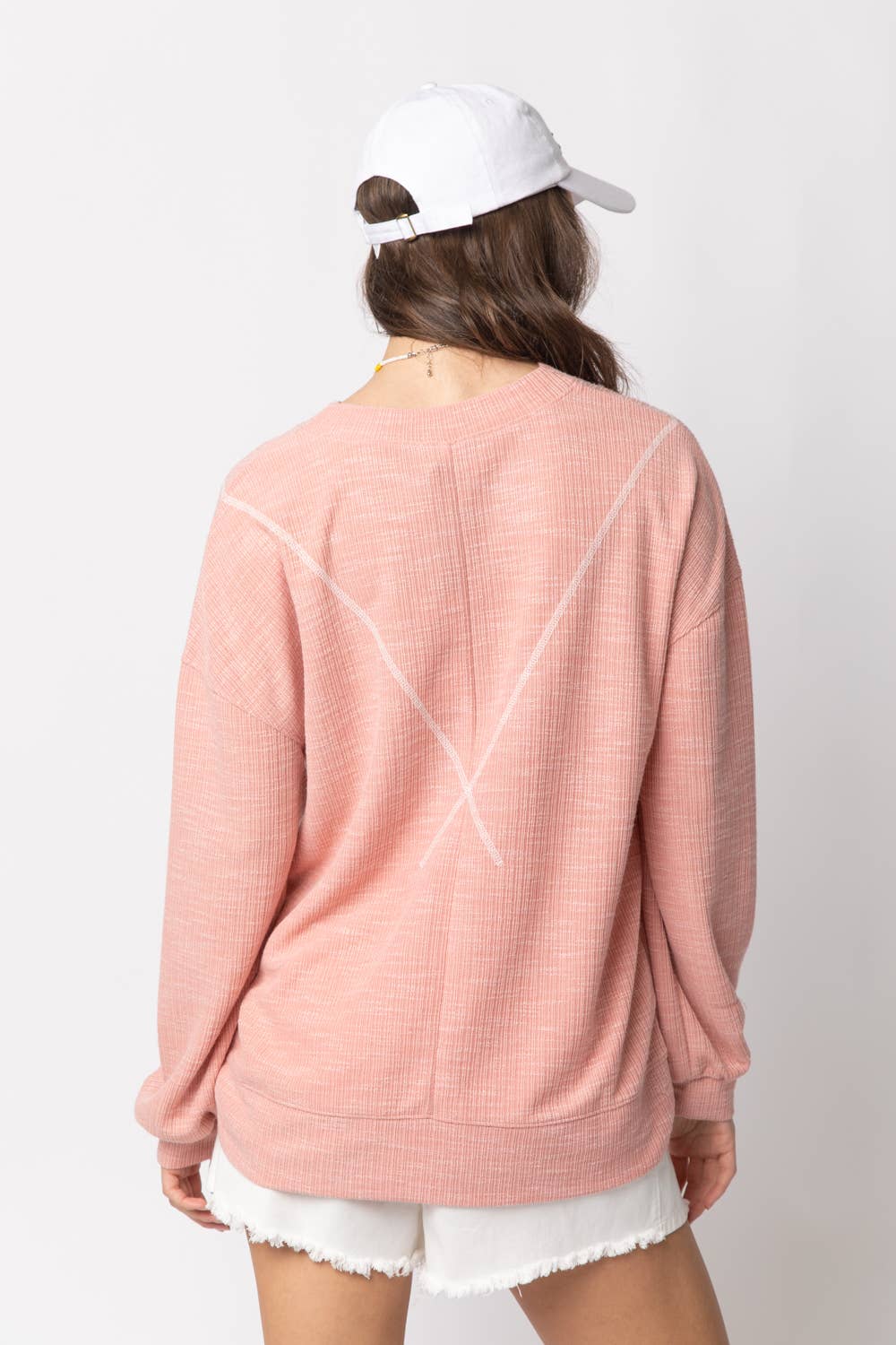 VERY J - NT10897-Ribbed Knit V Stitch Top