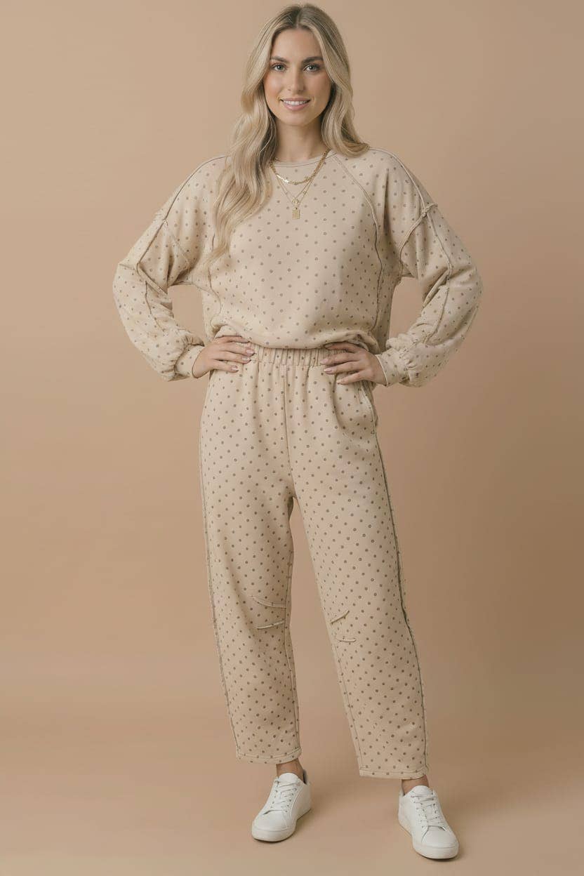 Haptics - Elastic Waist Polka Dot Barrel Pants