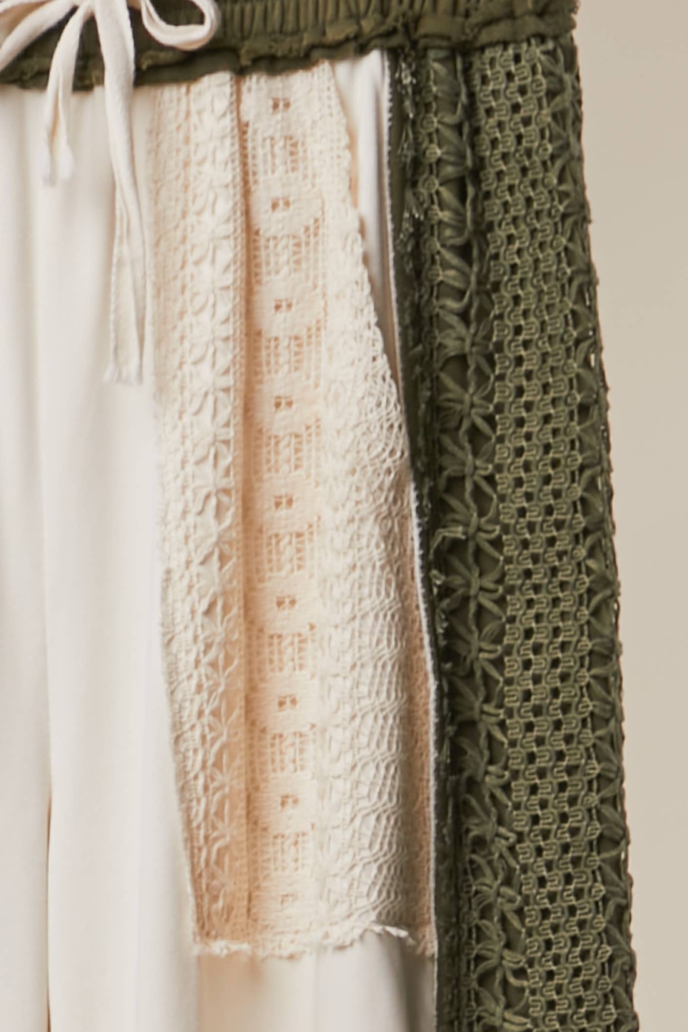 Mello. - Lace Accents Patchwork Maxi Pants