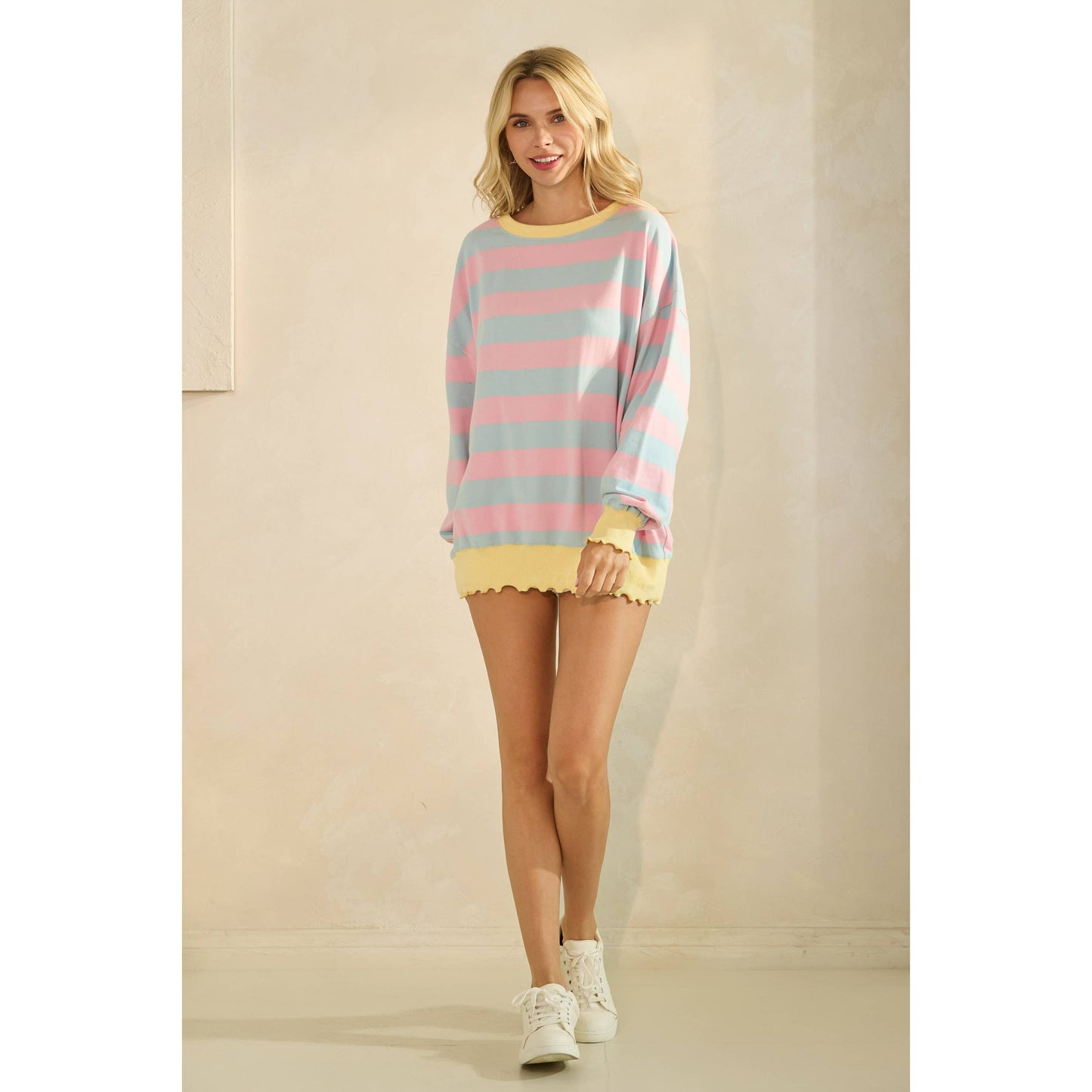 Striped Knit Long Sleeve Top