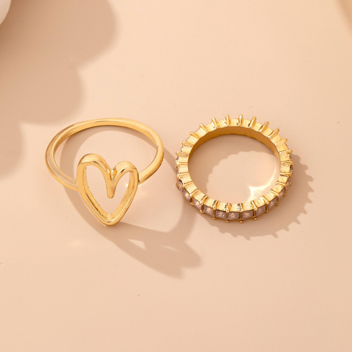 JOSSLYN by wall to wall - Baguette Crystal Heart Open Ring | 80R245