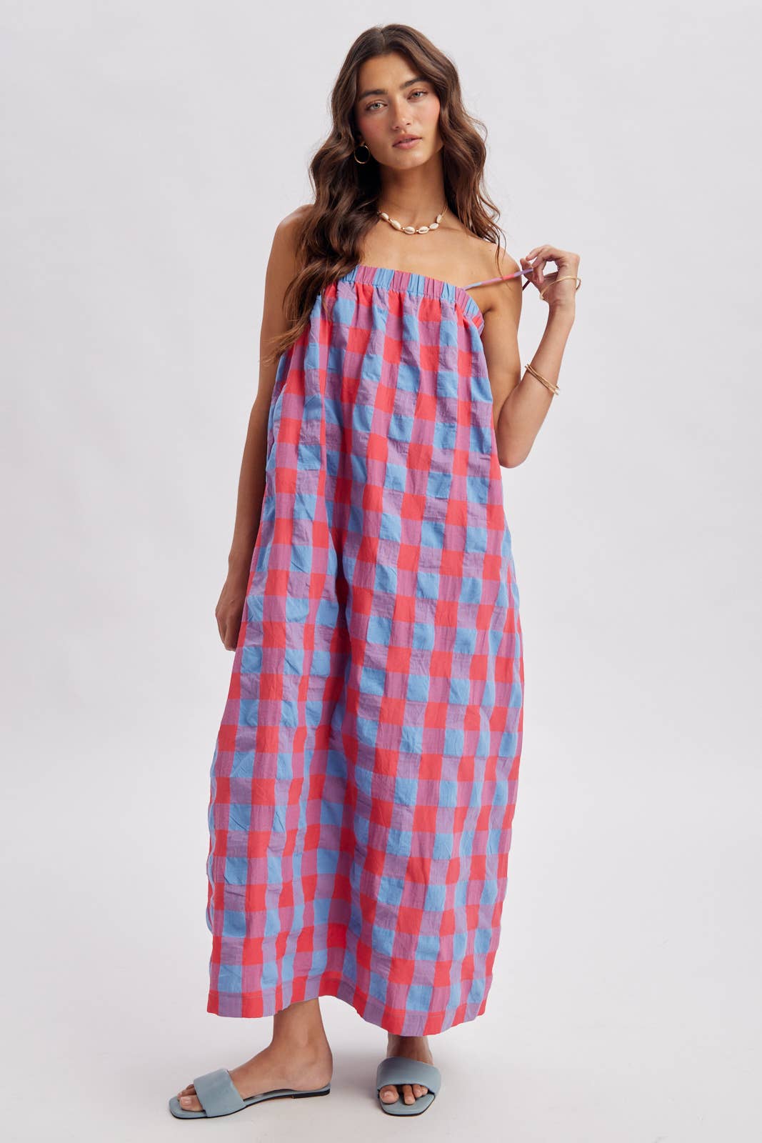 GINGHAM MIDI DRESS