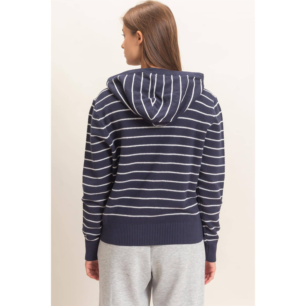 Double Zero - Striped Hooded Sweater