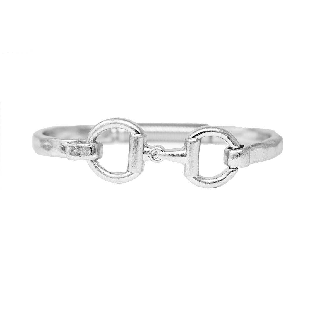 What's Hot - Worn Silver Hinged Bracelet with Horse Bit Closure Bracelet