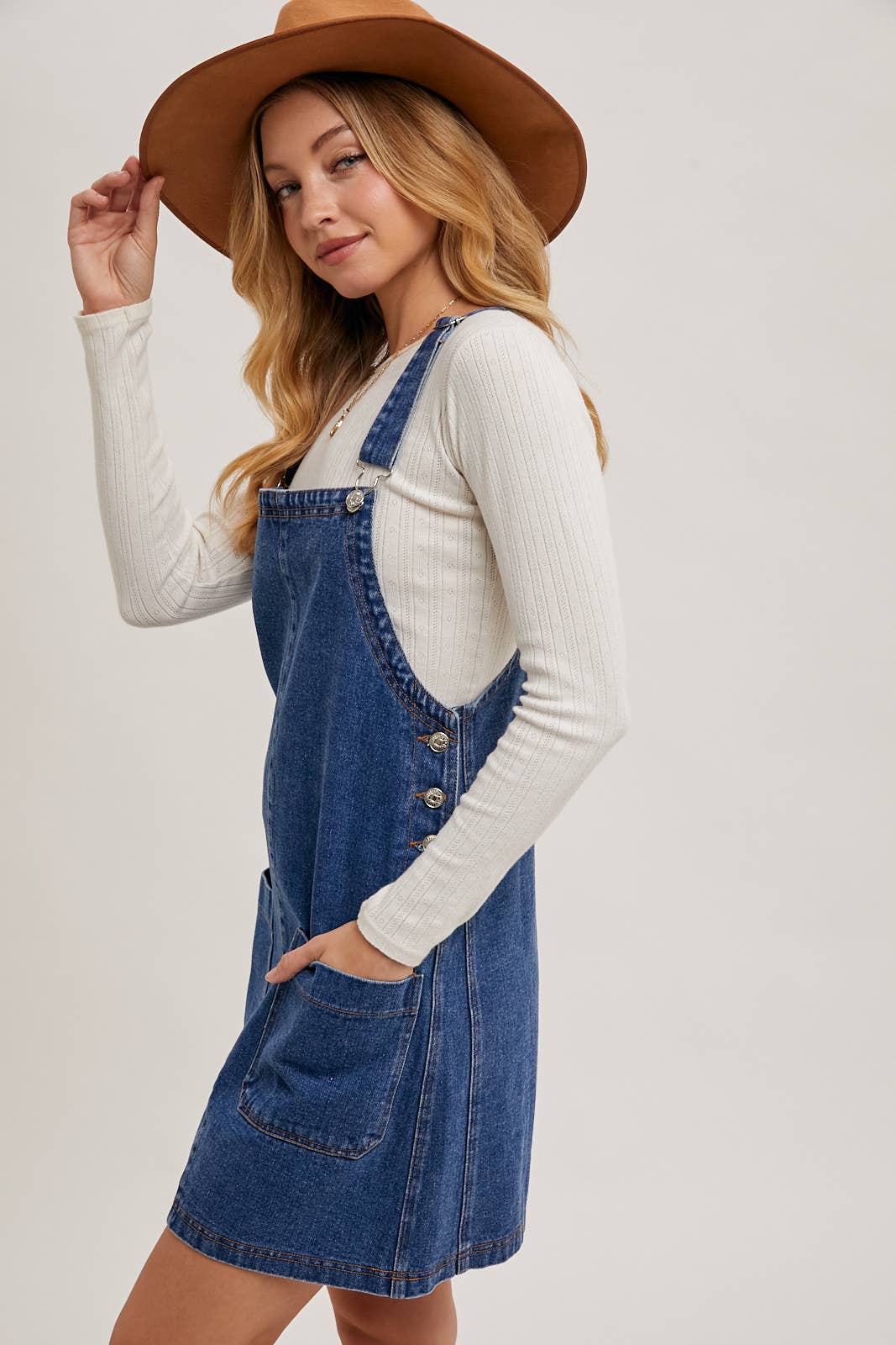 OVERALL MINI DRESS WITH POCKETS