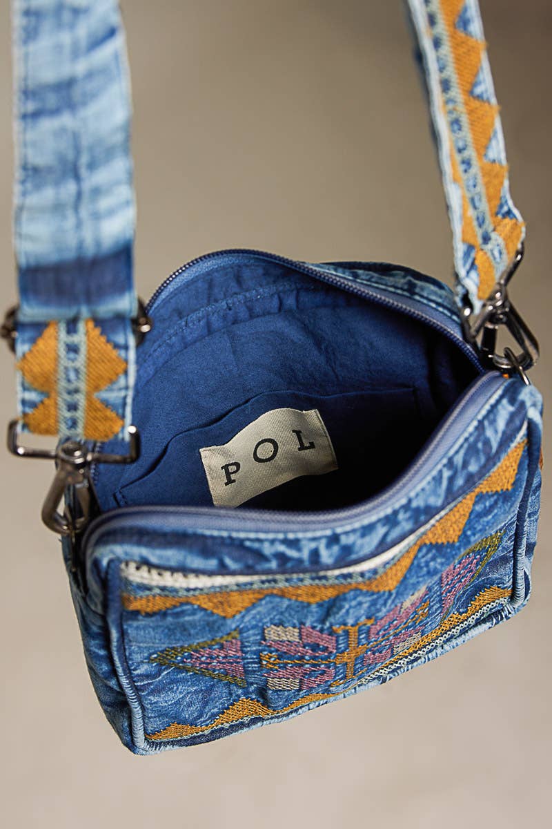 Pol Clothing - Boheme Denim Mini Crossbody Bag