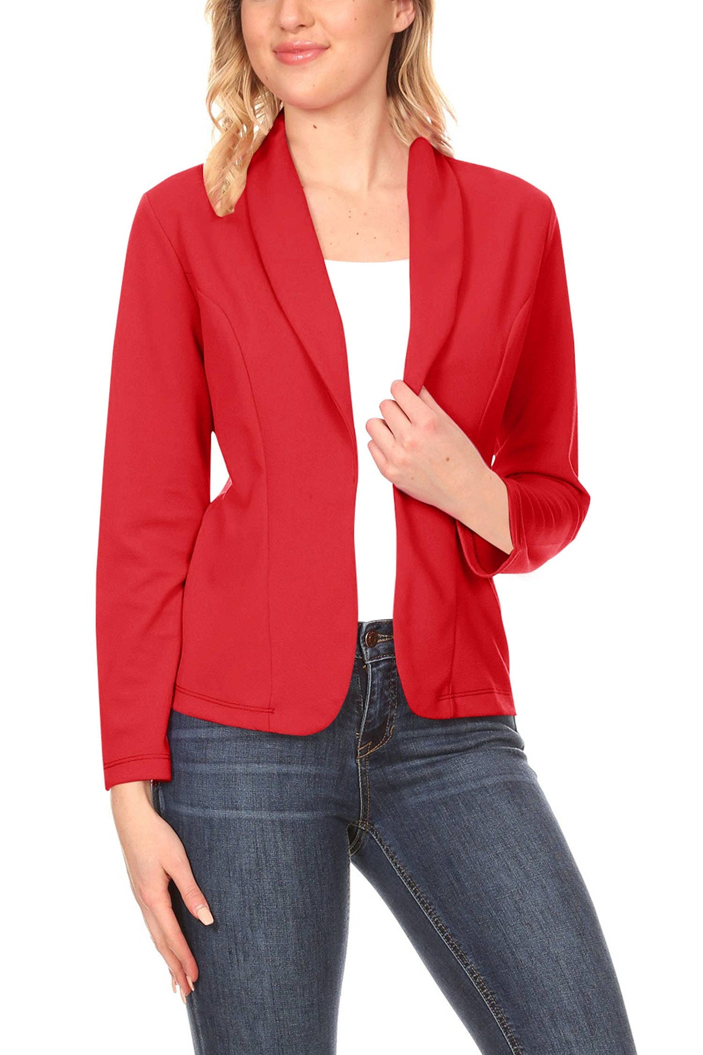 Women's Casual Solid Fitted Long Sleeve Blazer Jacket