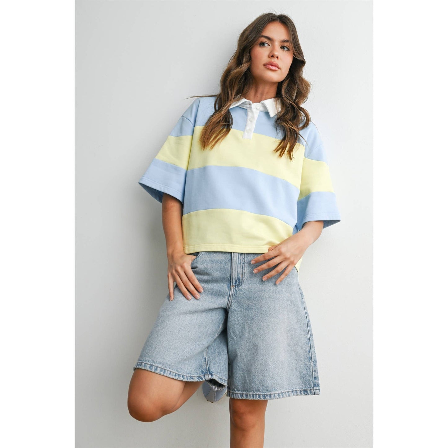 Striped collared top