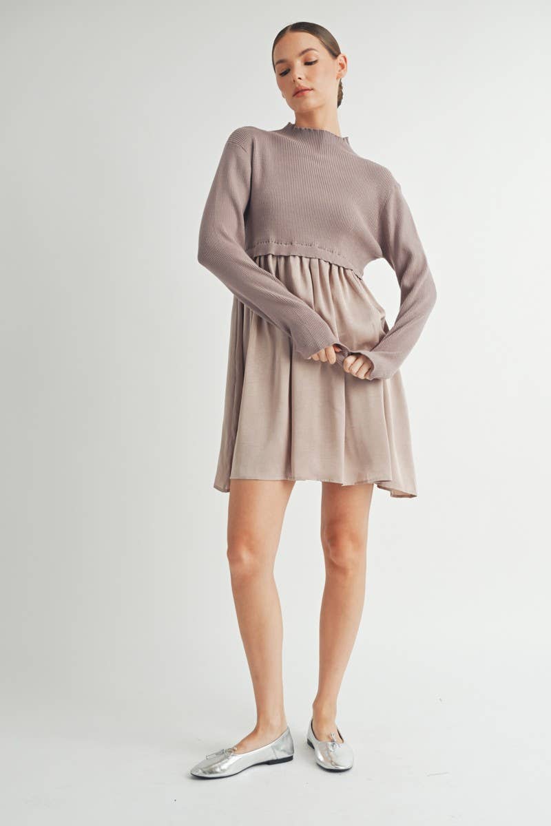 Long Sleeve Twofer Sweater Mini Dress