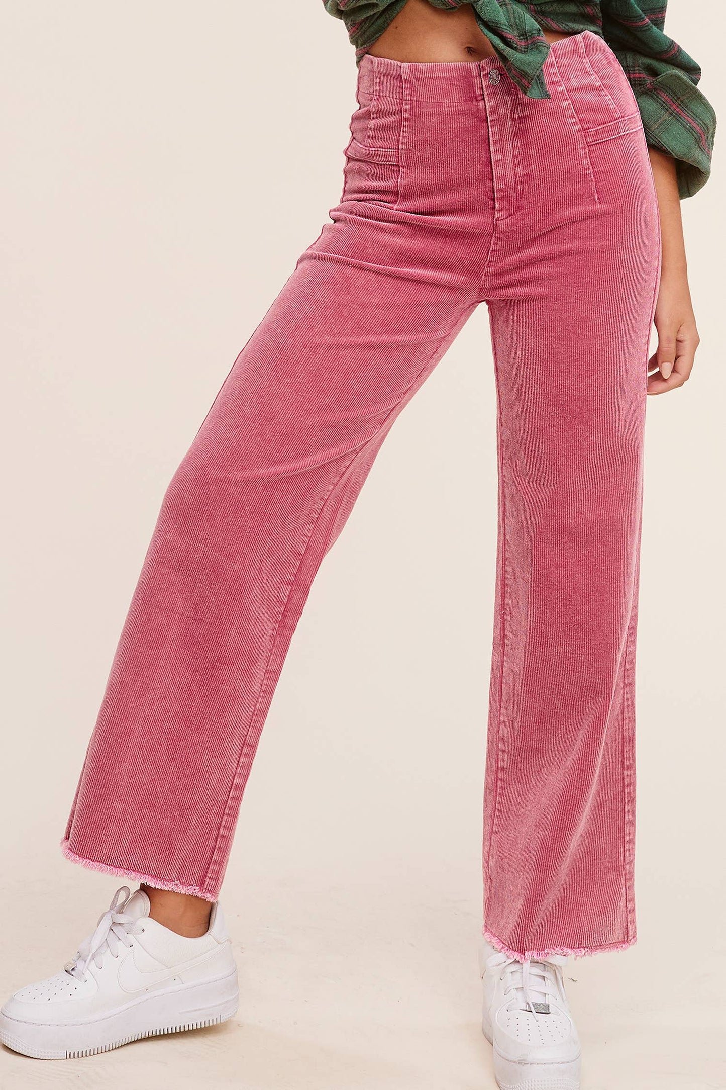 MCP4220-Mineral Washed High Waisted Wide Leg Corduroy Pants
