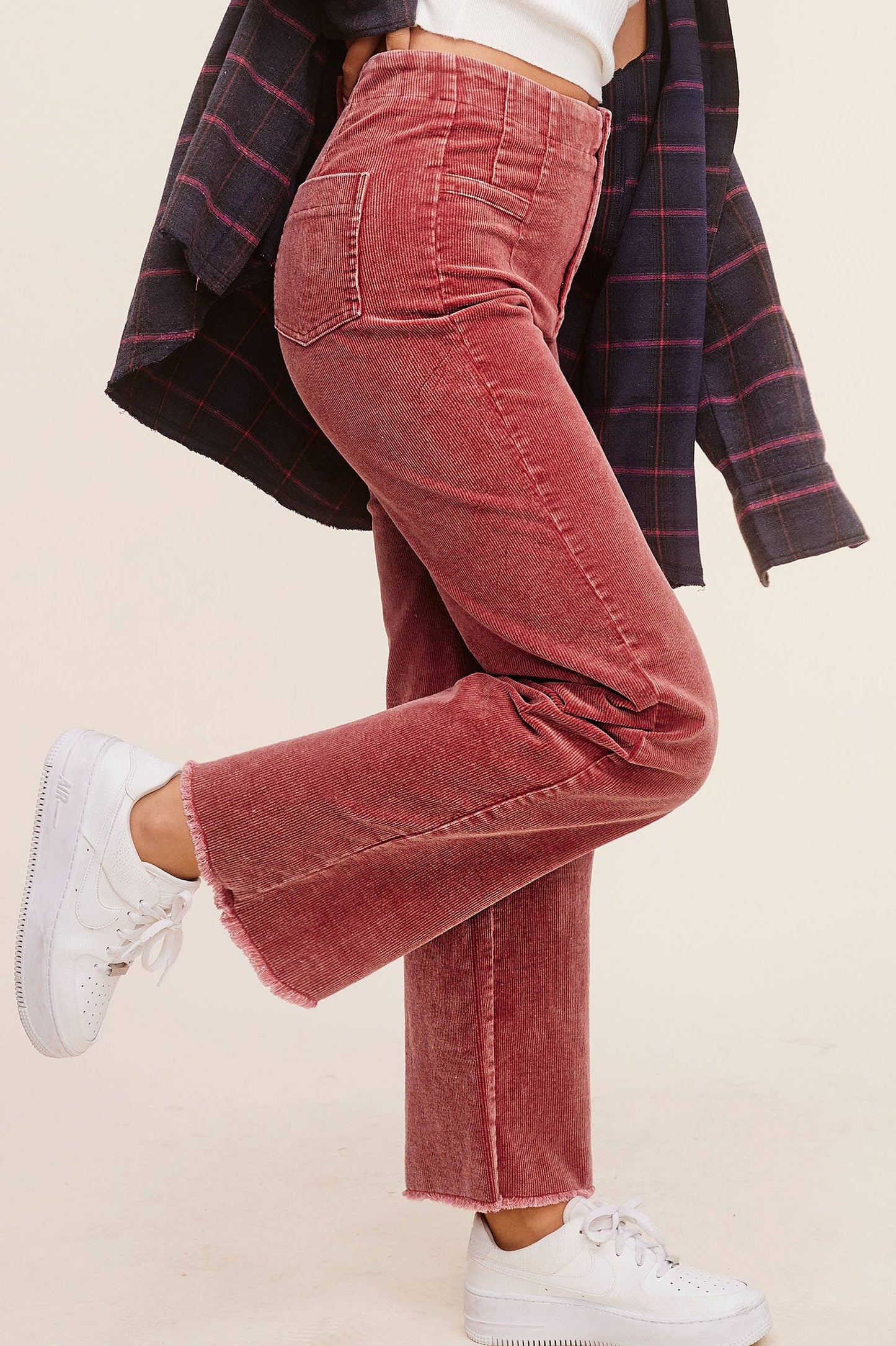 MCP4220-Mineral Washed High Waisted Wide Leg Corduroy Pants