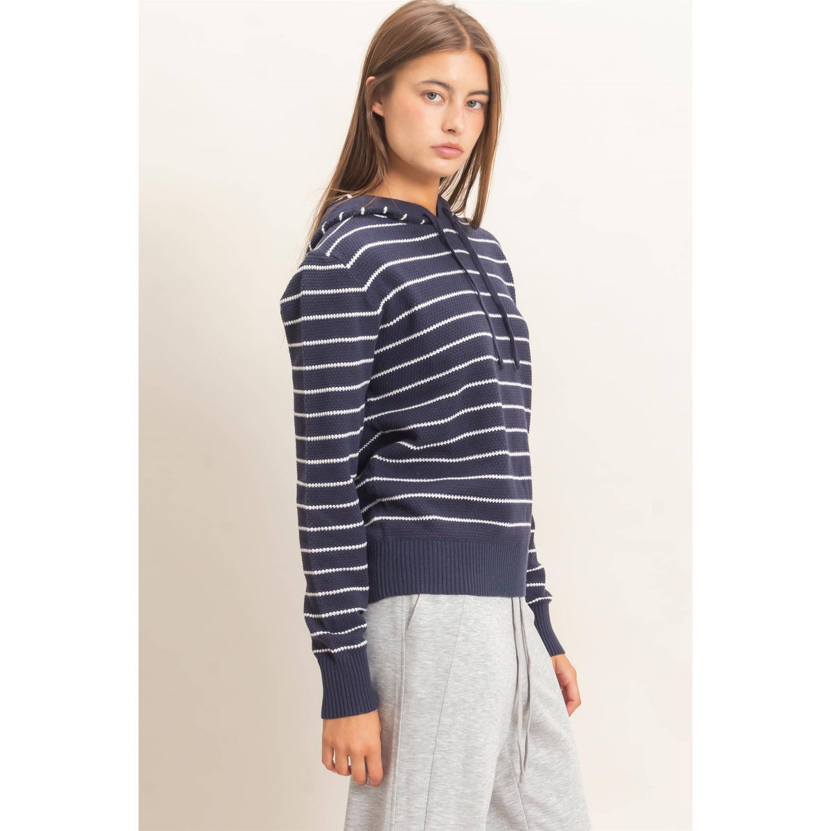 Double Zero - Striped Hooded Sweater