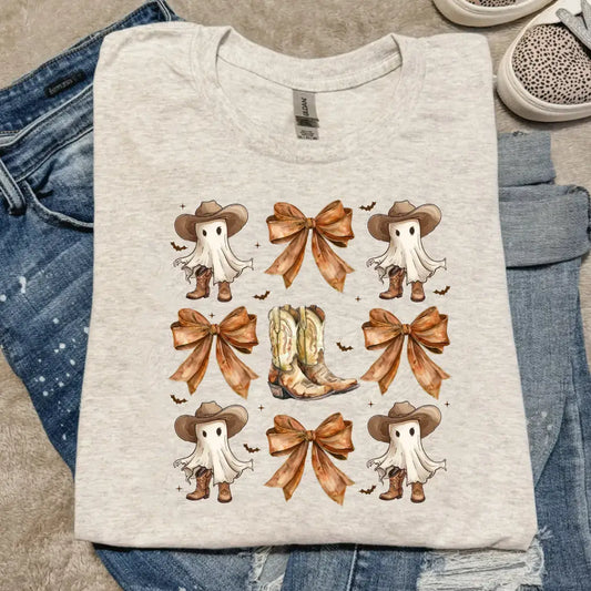 Coquette Boots & Bows Halloween Graphic Tee 