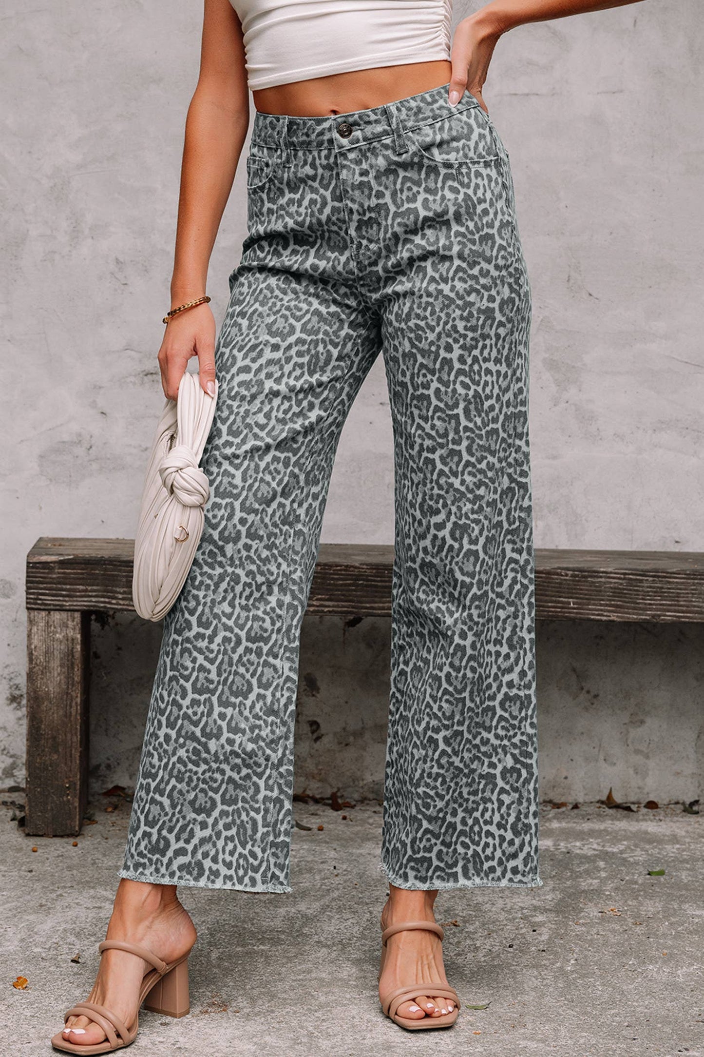 66 Western Leopard Love Edge Wide Leg High Waist Jeans