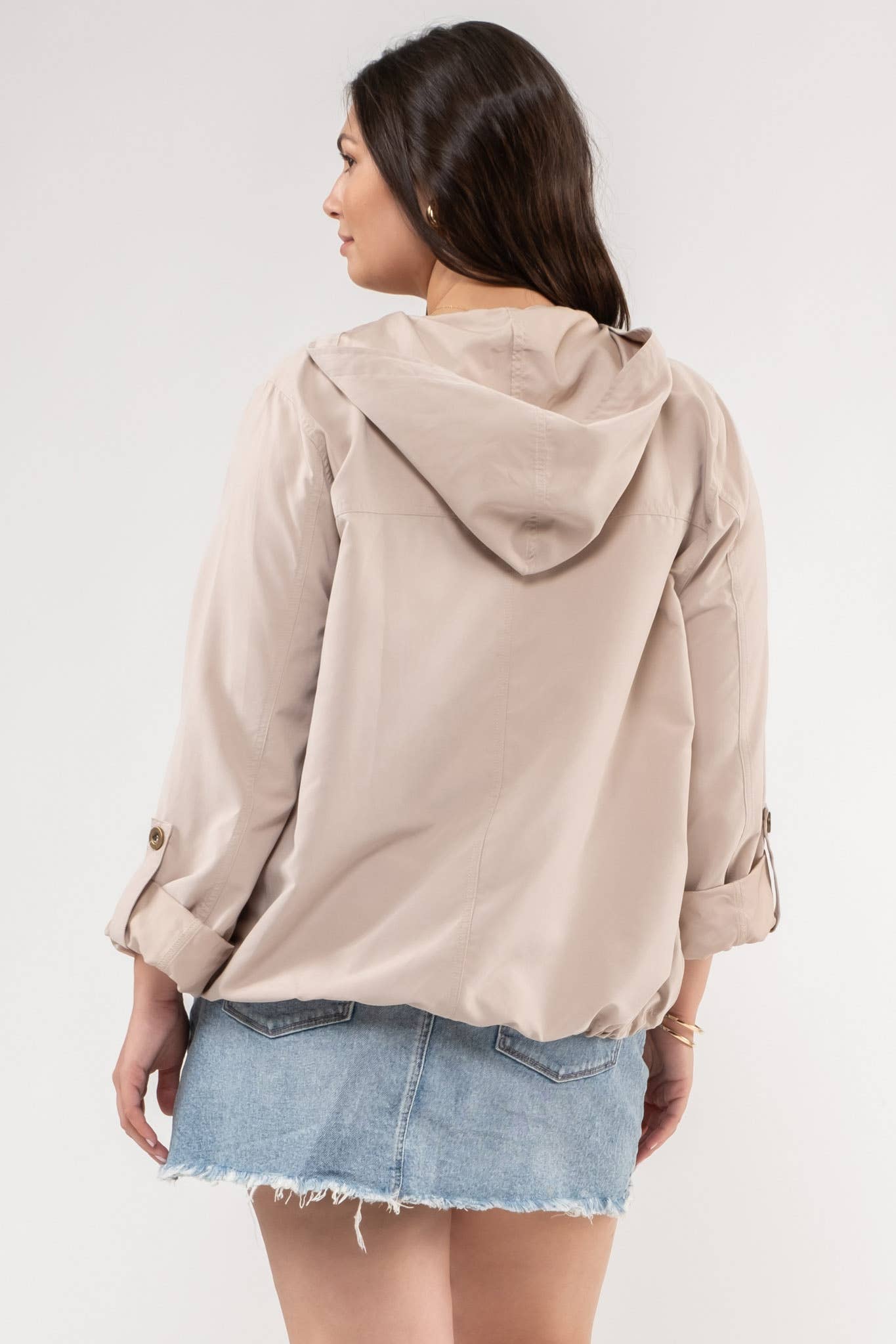 PLUS SNAP BUTTON ZIP UP HOODED JACKET