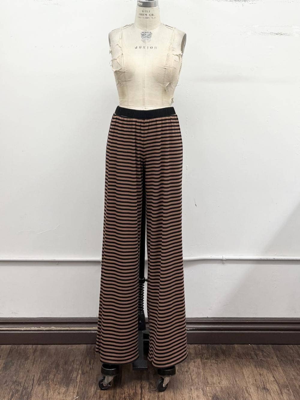 Mock Neck Henley Lounge Set-Striped