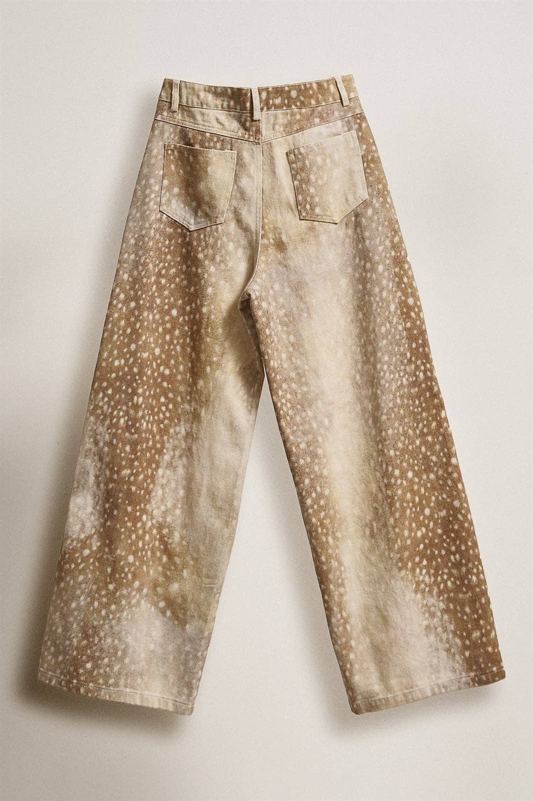 Urban Daizy - Deer Spot Print Wide Leg Cotton Twill Pants