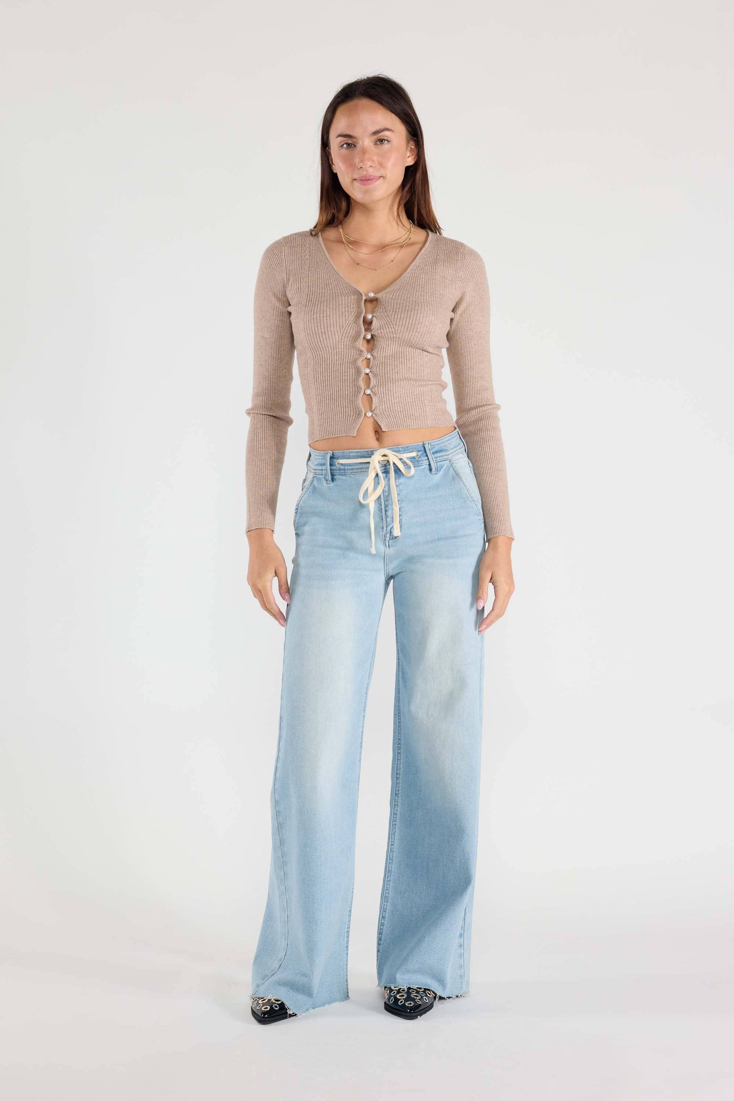OPEN PACK Relaxed Wide Jeans Waist String XP7004