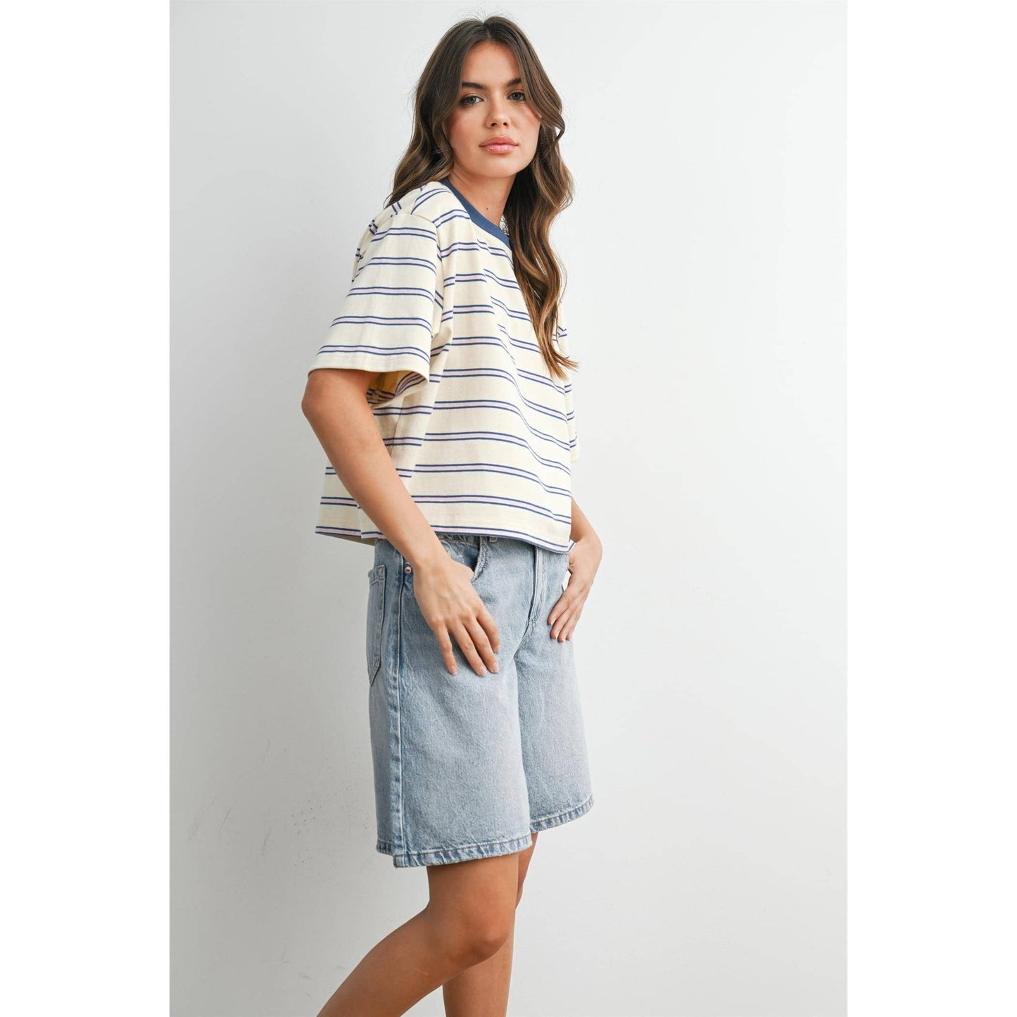 Cropped T-Shirt with stripes