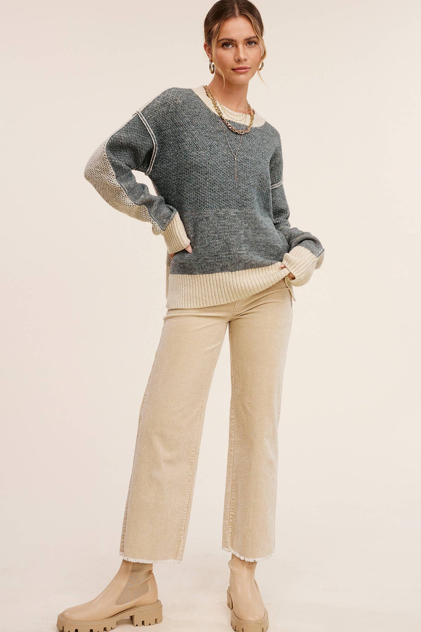 MCP4220-Mineral Washed High Waisted Wide Leg Corduroy Pants