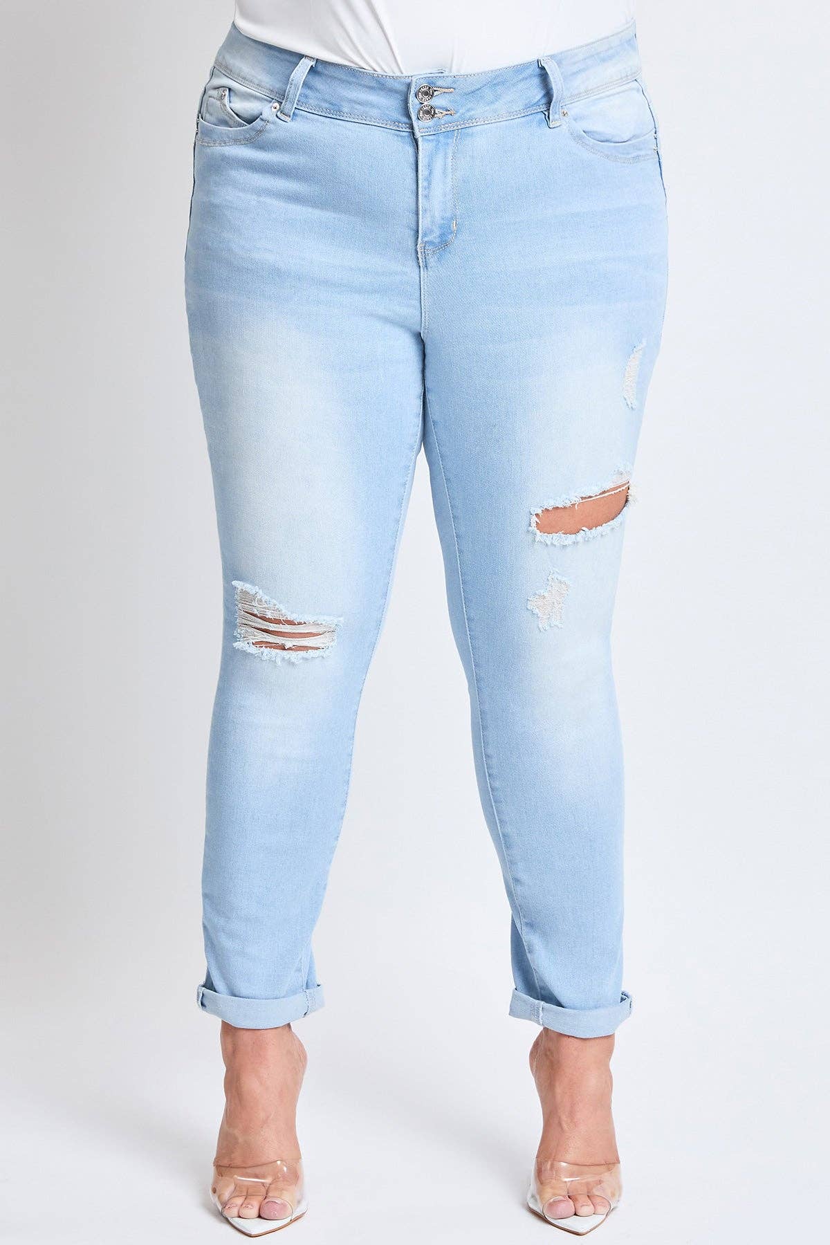 Plus WannaBettaButt Cuffed Ankle Jeans-EP953119