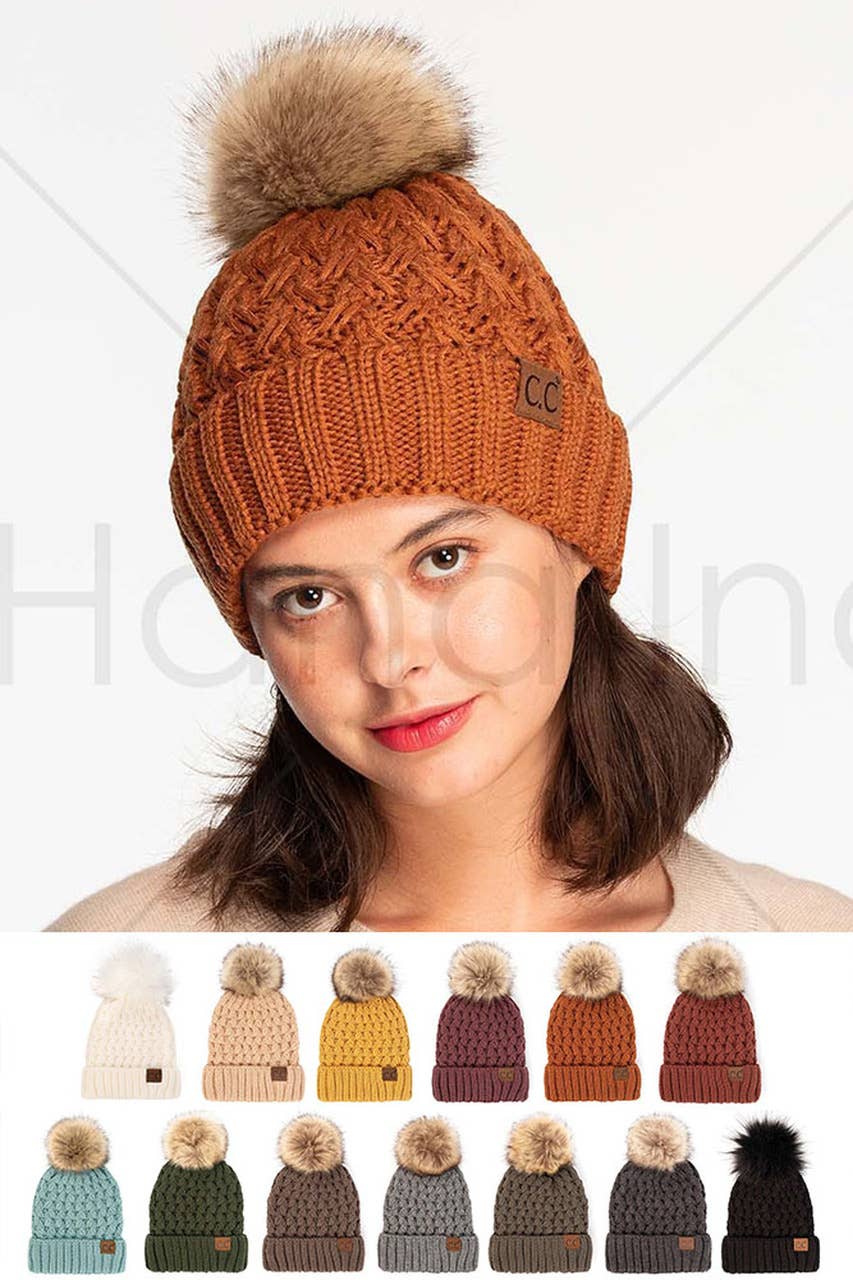 C.C Lattice Crossover Stitch Beanie Winter Hat