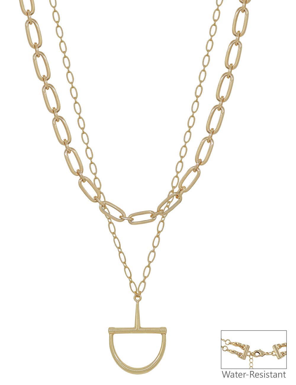 What's Hot - Water Resistant Gold Chain with Horse Bit Charm 16"-18" Necklace