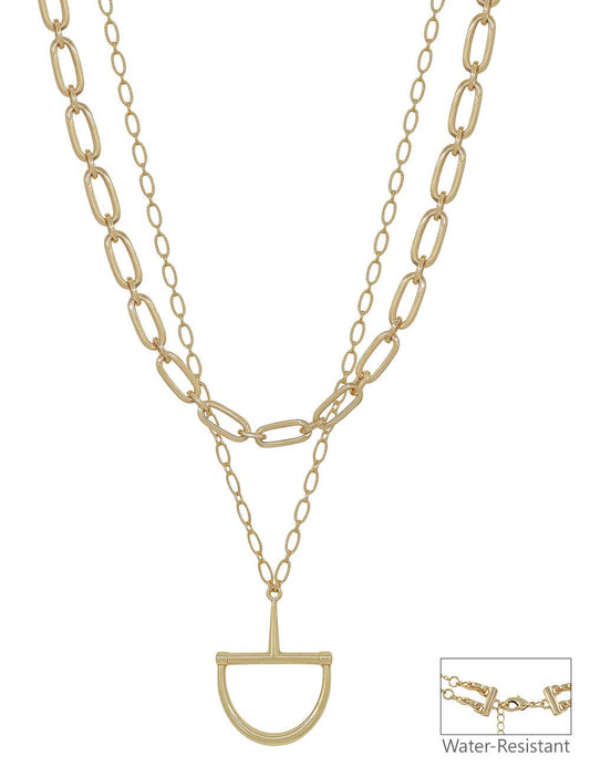 What's Hot - Water Resistant Gold Chain with Horse Bit Charm 16"-18" Necklace
