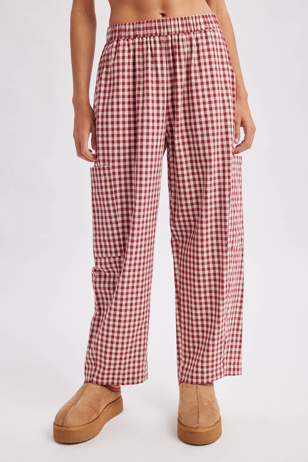 PLAID PATCH POCKET PANTS