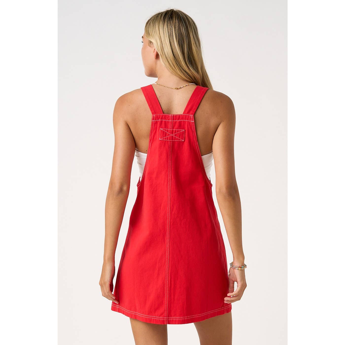 GAME DAY CONTRAST STITCH BIB OVERALL  DRESS